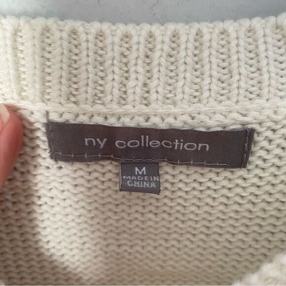 NY Collection Women’s Crew Neck Geometric Knit Color Block Sweater size M - Picture 2 of 3